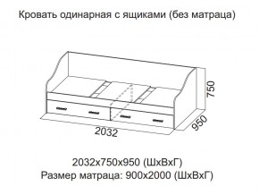 Кровать одинарная с ящиками (Без матраца 0,9*2,0) в Заводоуковске - zavodoukovsk.магазин96.com | фото